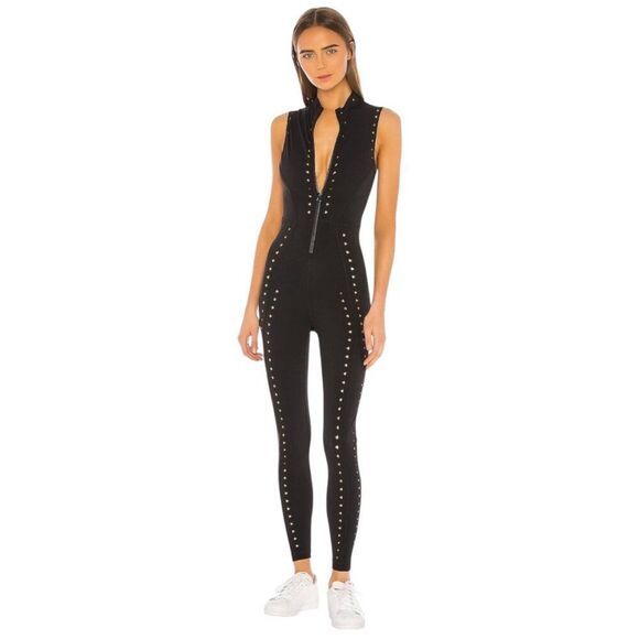 New Gigi C Sarah Zip Up Cutout Jumpsuit Catsuit Black XL - Picture 5 of 7